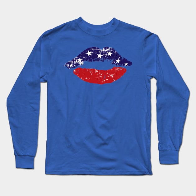 4TH OF JULY LIPS Long Sleeve T-Shirt by MarkBlakeDesigns